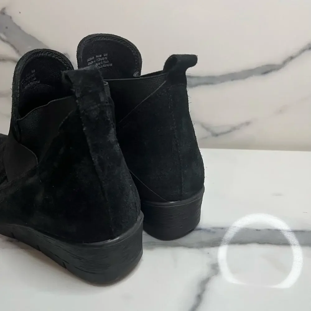 Bjorndal 302849 Women's Black Leather Pull-On Comfort Wedge Pam Boots Sz 8